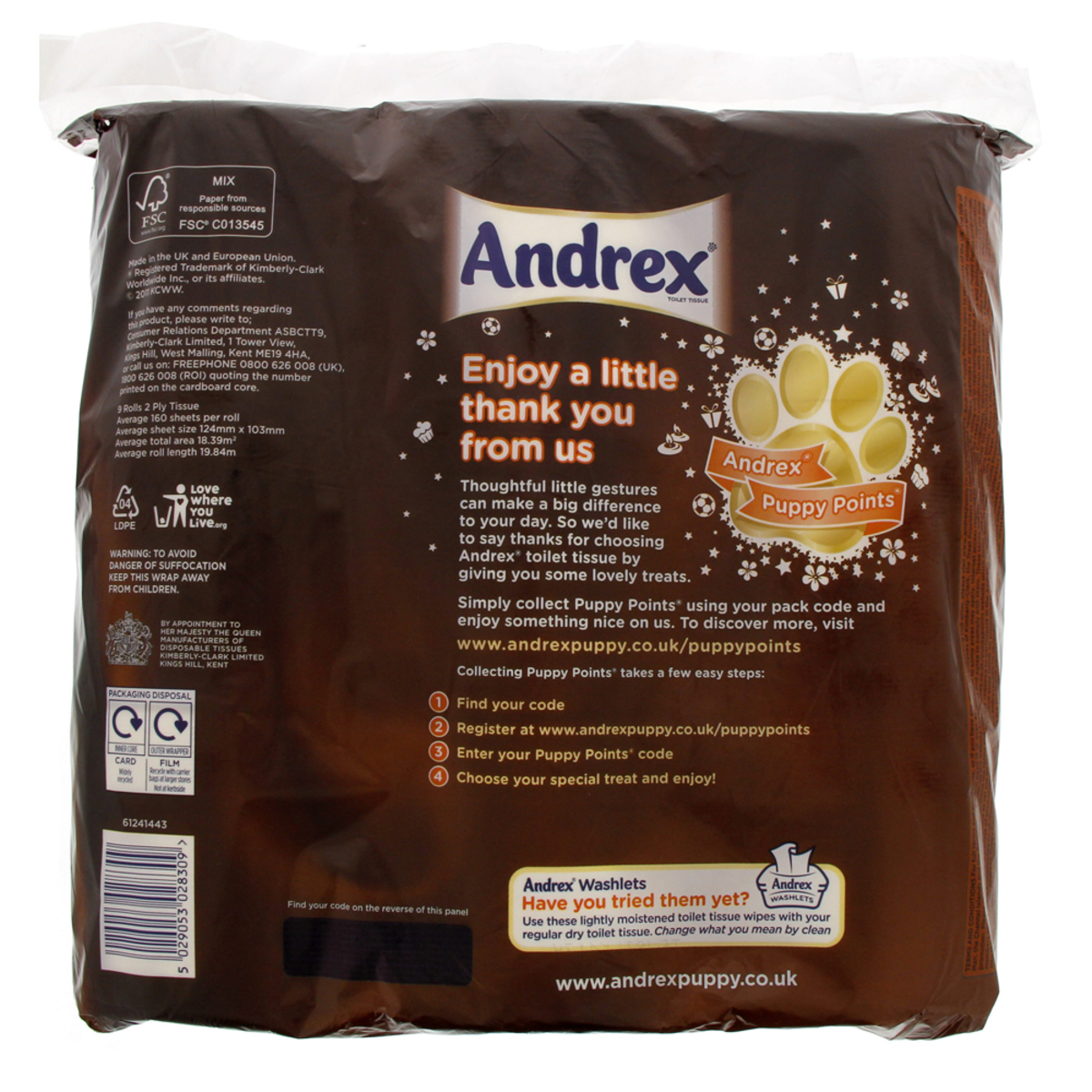 Andrex Toilet Tissue Shea Butter 9 Luxurious Rolls 